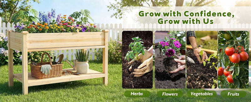 Raised Garden Bed with Water Collection Tray and Storage Shelf by HouseOfZazla