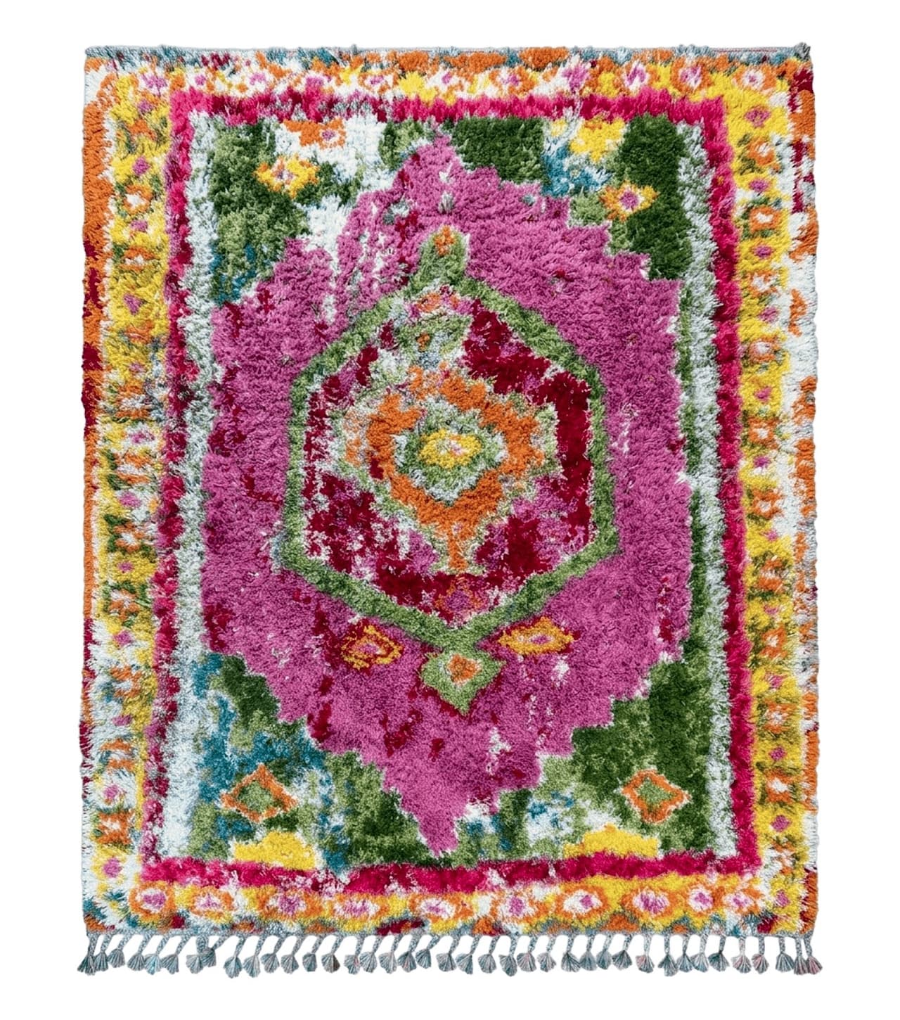 Colorful Shag Rug 8x10, Fuchsia and Multicolor by Jewel Rugs