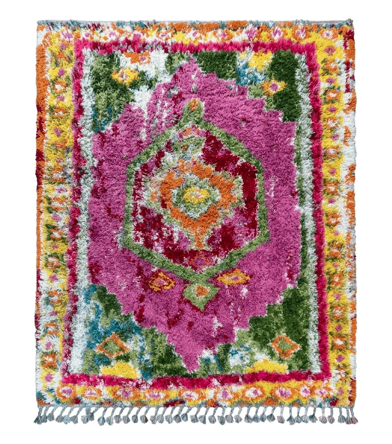 Colorful Shag Rug 8x10, Fuchsia and Multicolor by Jewel Rugs