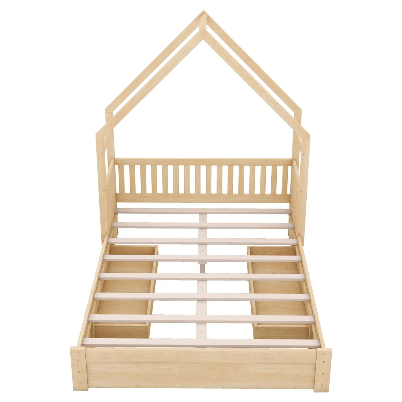 House Style Platform Bed With Guardrail And 2 Drawers by HouseOfZazla
