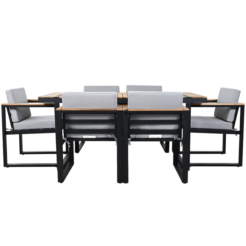 7 Pieces Outdoor Dining Set Patio Dining Table And Chair Set With And Removable Cushions For Patio by HouseOfZazla