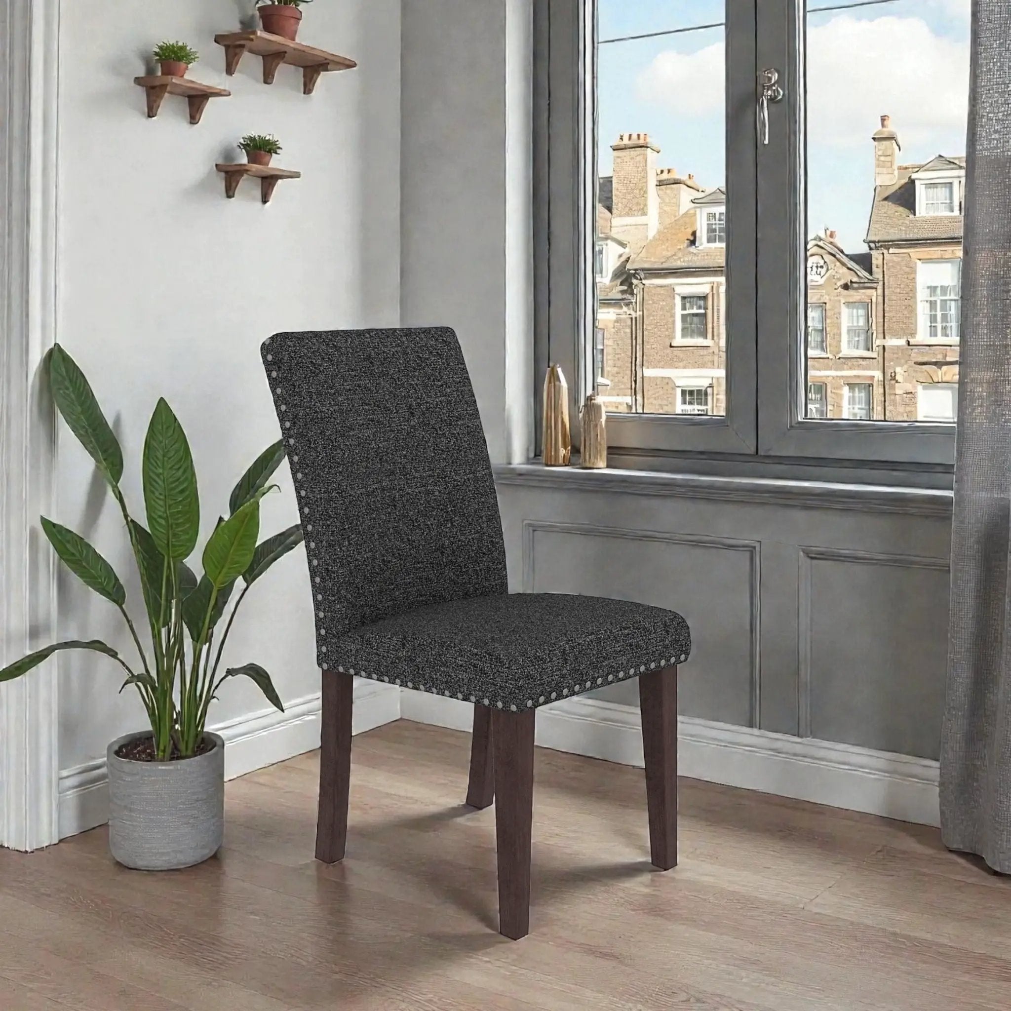 Upholstered Dining Chair With High Back Design (Set of 2)