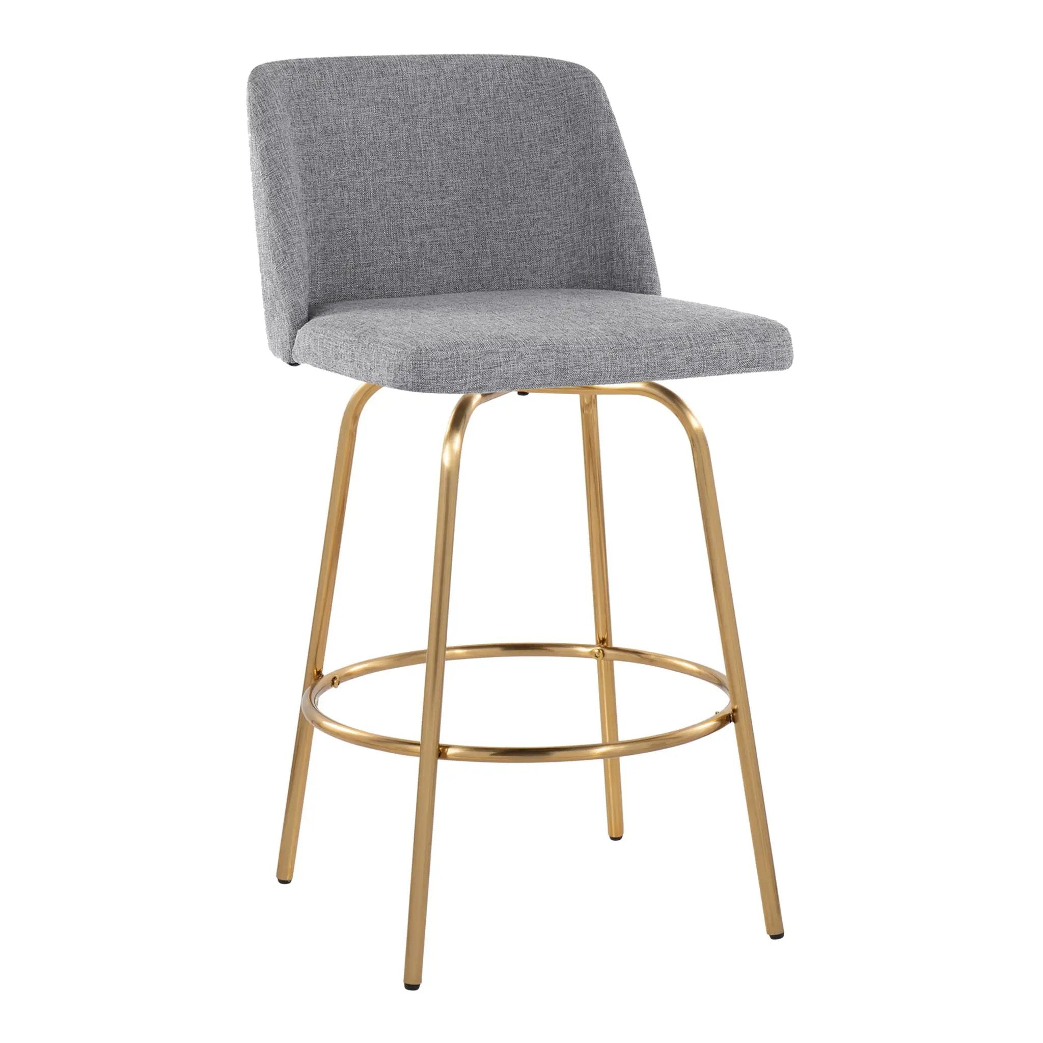 Toriano - Contemporary, Fixed Height Counter Stool With Swivel With Round Footrest (Set of 2) by Unique Piece Furniture