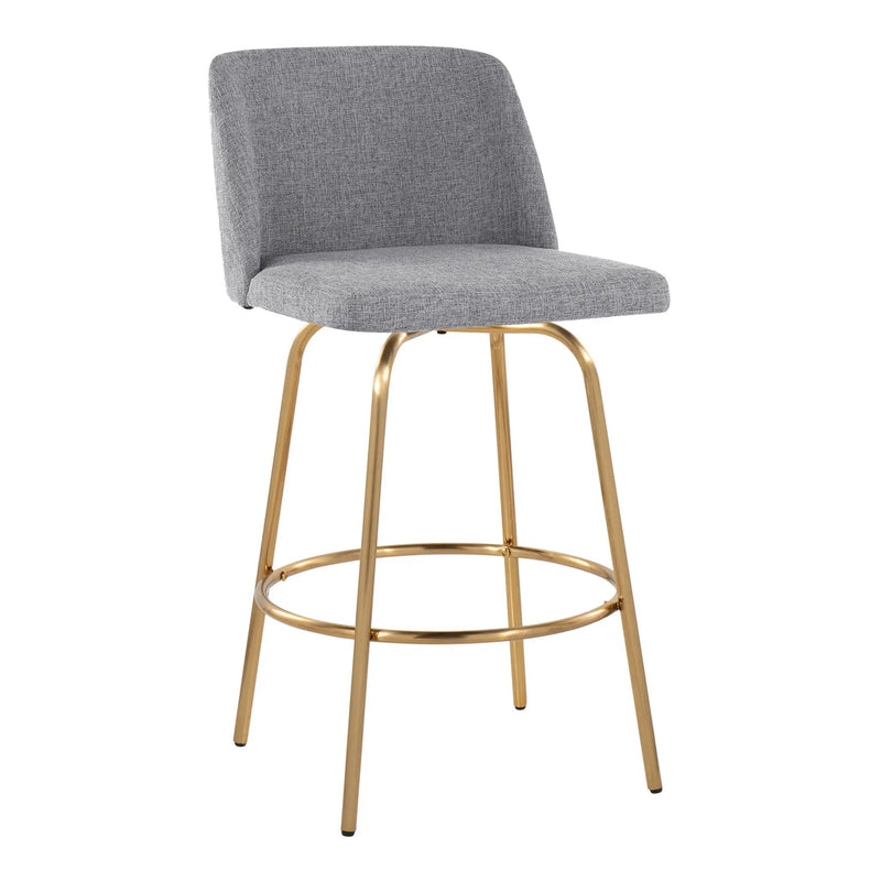 Toriano - Contemporary, Fixed Height Counter Stool With Swivel With Round Footrest (Set of 2) by HouseOfZazla