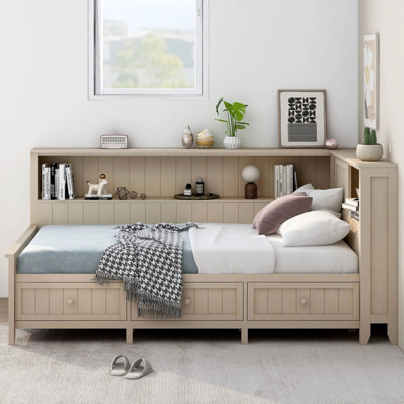 Daybed With Storage Shelves And 3 Drawers by Unique Piece Furniture