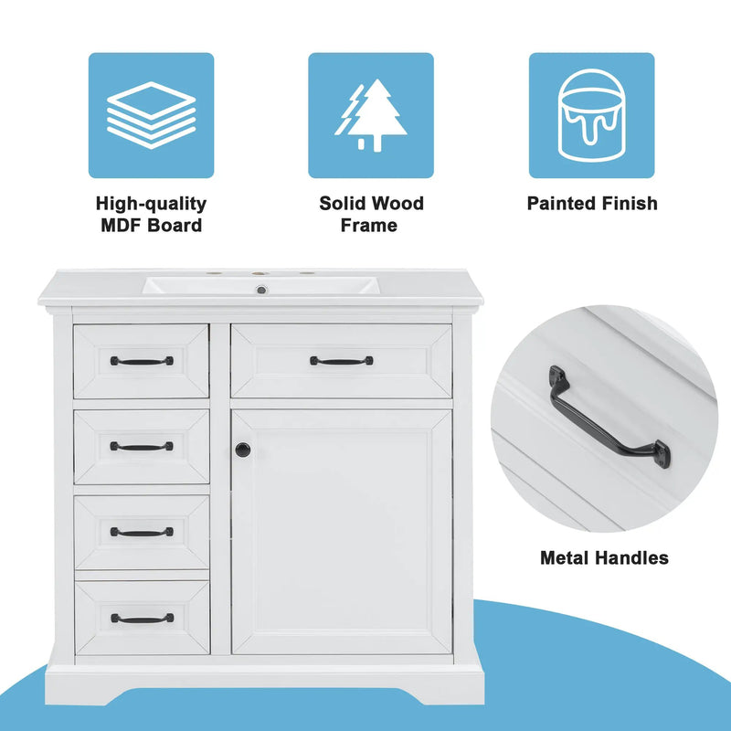 36-Inch Bathroom Vanity with Ceramic Sink Top by HouseOfZazla