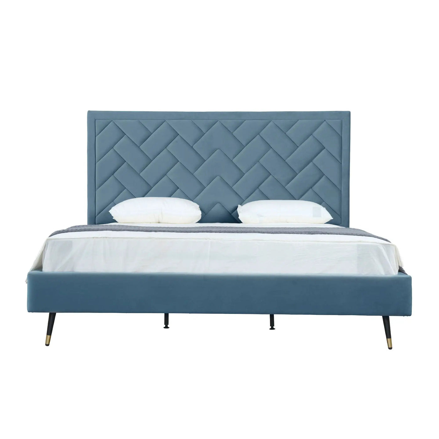 Crosby - Bed With Upholstered Headboard And Slats by HouseOfZazla