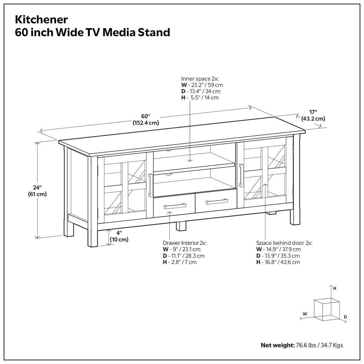 Handcrafted TV Media Stand with Glass Doors and Adjustable Storage - Dark Brown, photo 7 of 10