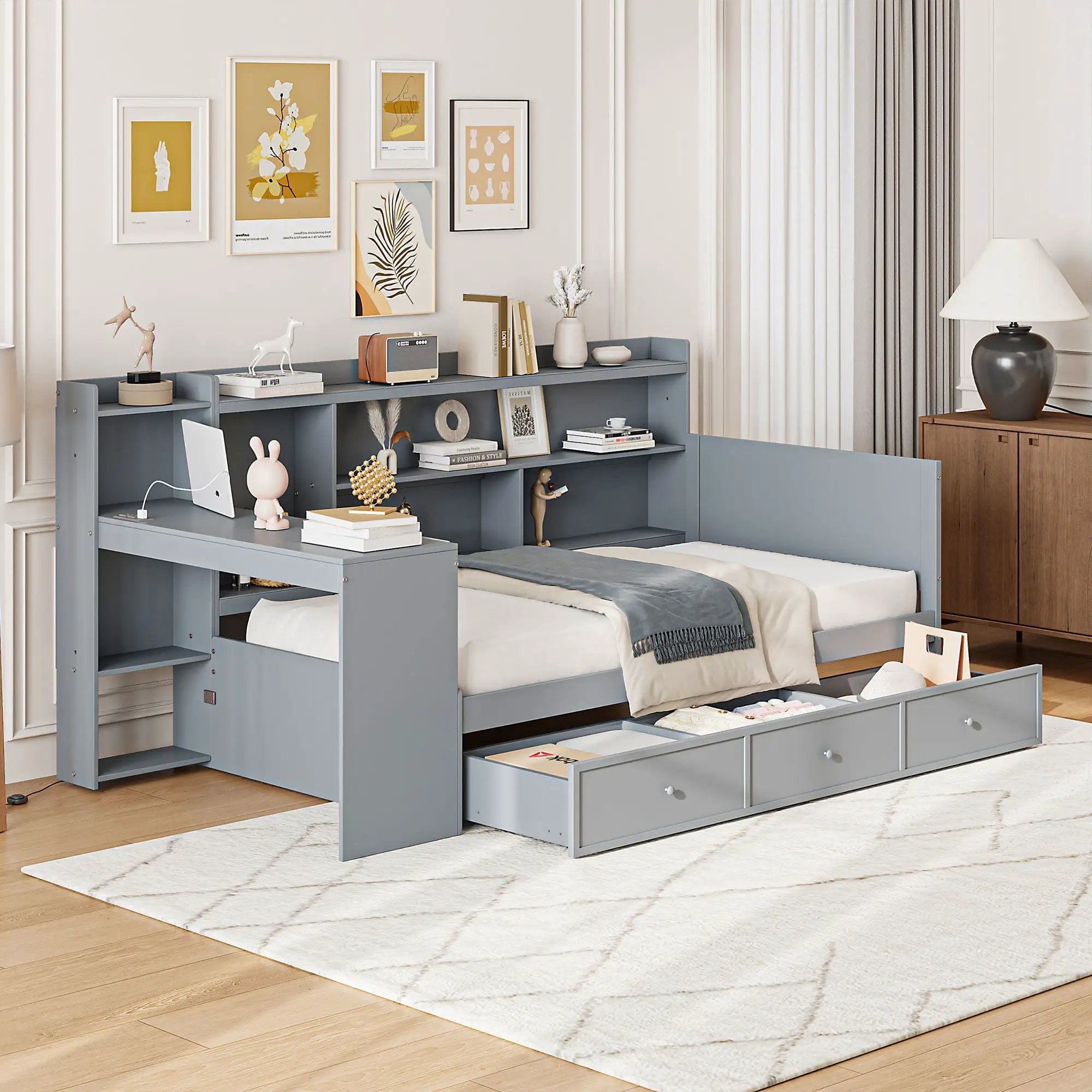 Daybed With 3 Drawers USB Ports And Desk by HouseOfZazla