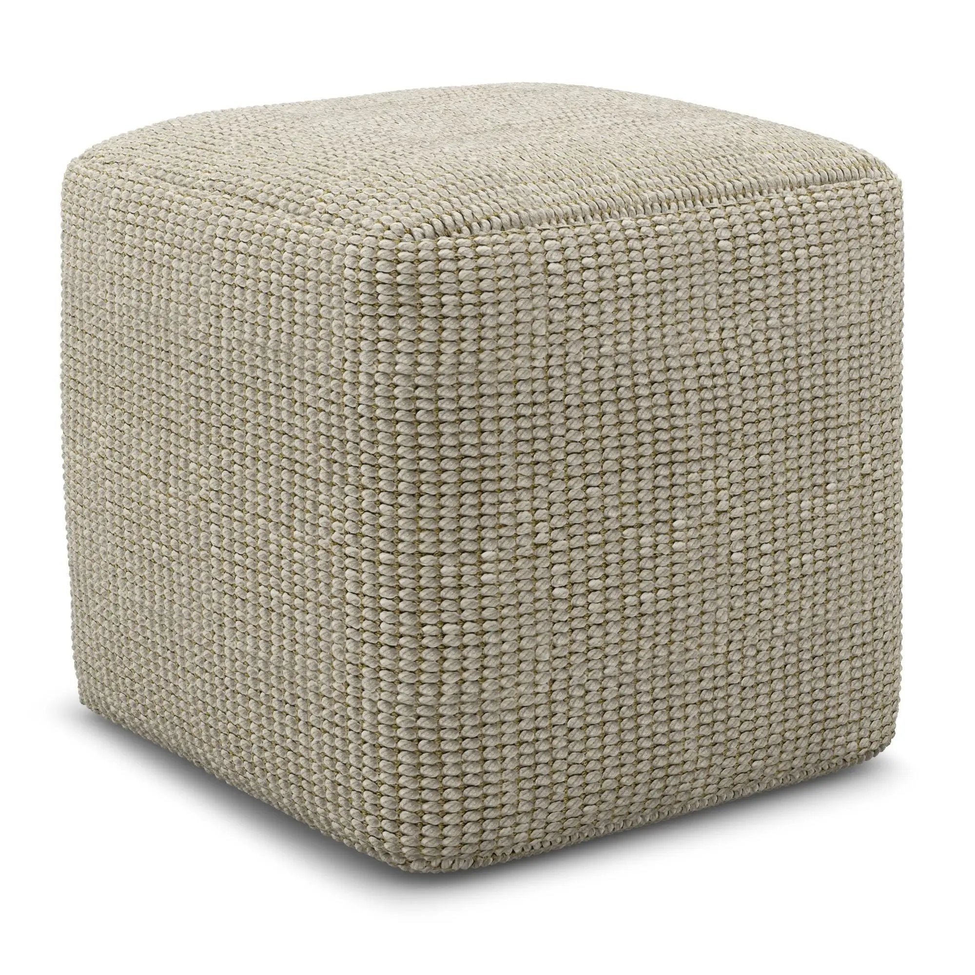 Zelma - Square Woven Outdoor / Indoor Pouf - Cream / Natural by Unique Piece Furniture