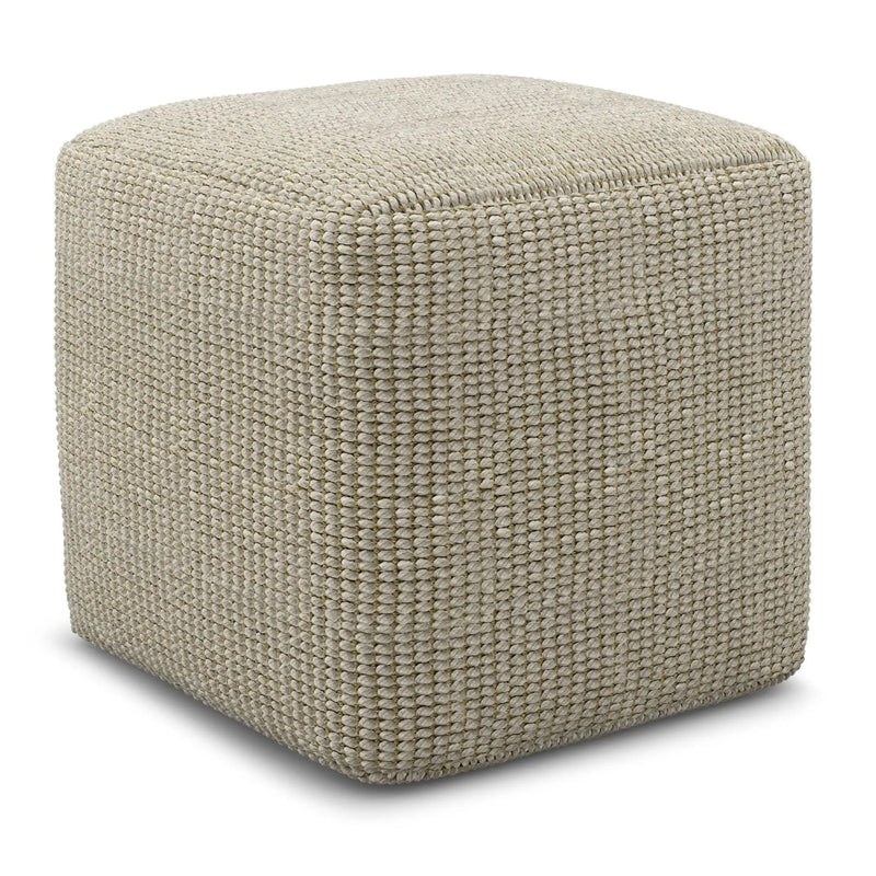 Zelma - Square Woven Outdoor / Indoor Pouf - Cream / Natural by Unique Piece Furniture