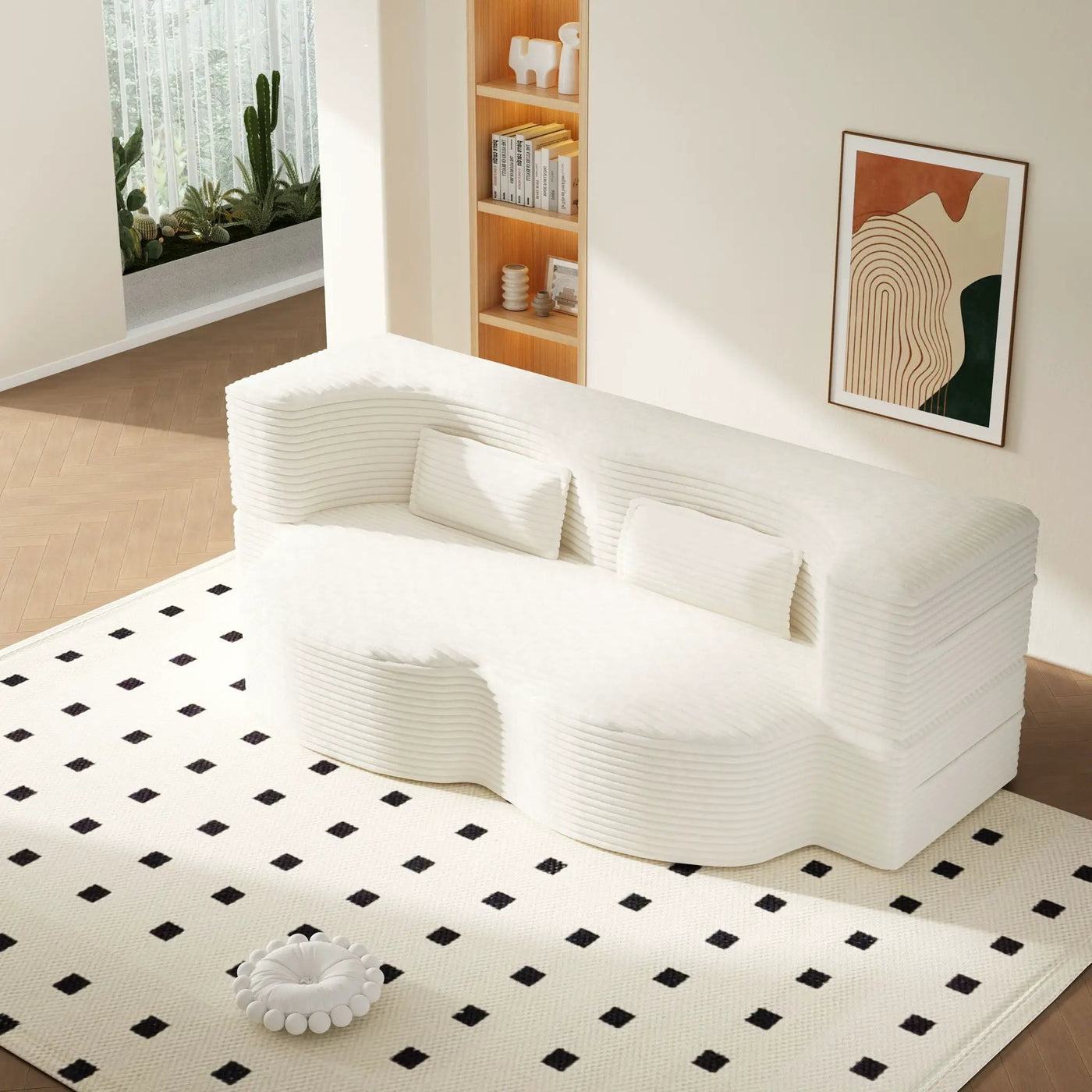 Floor Sofa With 2 Pillows, Convertible Twin Size Mattress For Living Room by HouseOfZazla