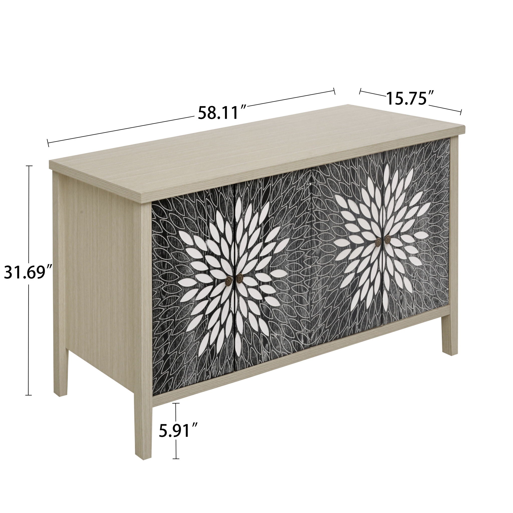 Modern Storage Cabinet With 4 Doors & Adjustable Shelves by HouseOfZazla