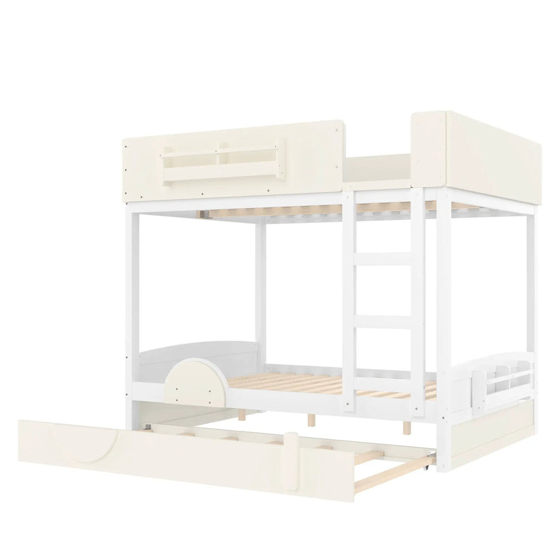 Full Bunk Bed with Trundle, Wood Bunk Bed Frame with Bookshelf by HouseOfZazla