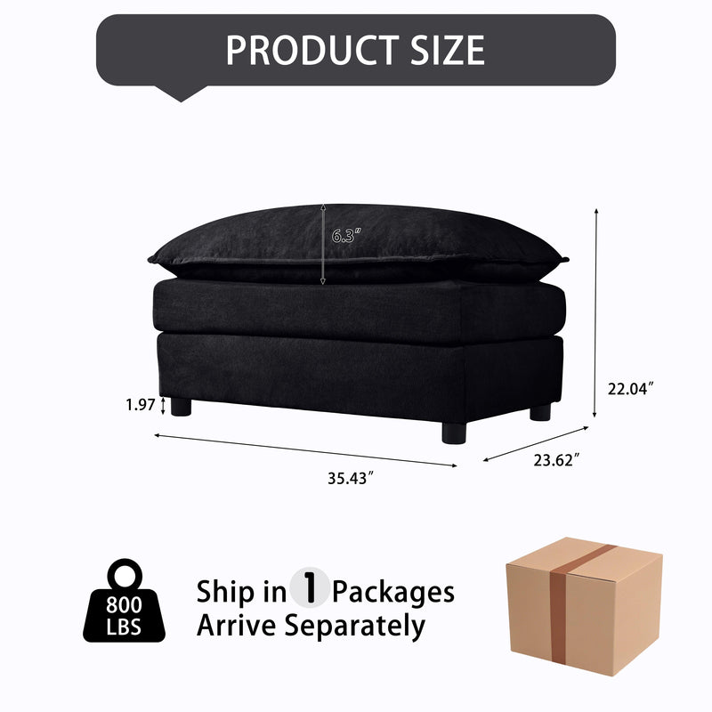Luxury Chenille Ottoman with Double-Layer Cushion by HouseOfZazla