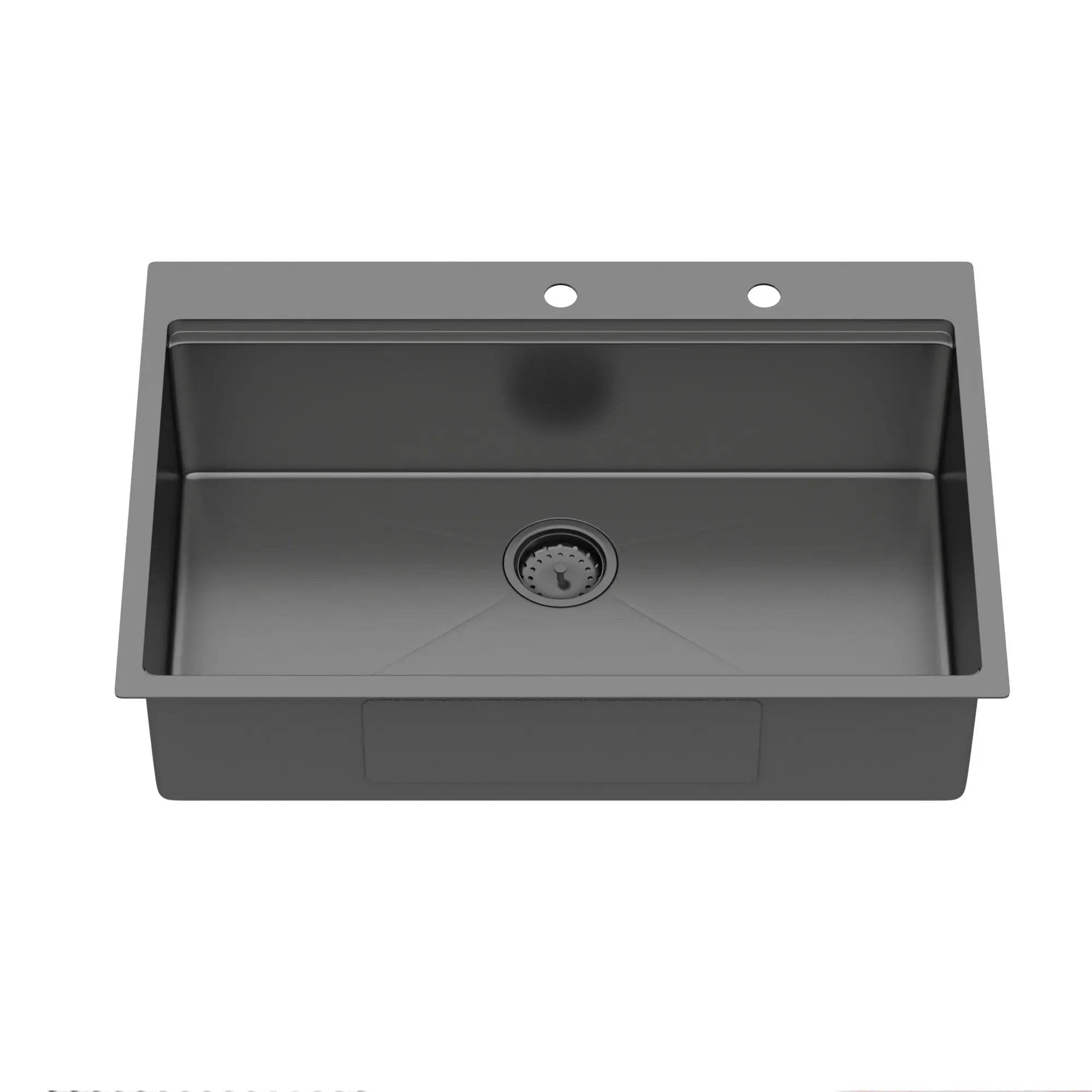 Drop In Workstation Sink Topmount Single Bowl With Pull Out Faucet And Soap Dispenser - Gunmetal Black by HouseOfZazla
