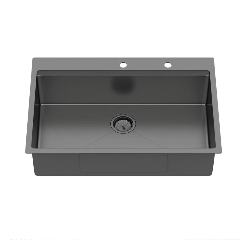 Drop In Workstation Sink Topmount Single Bowl With Pull Out Faucet And Soap Dispenser - Gunmetal Black by HouseOfZazla