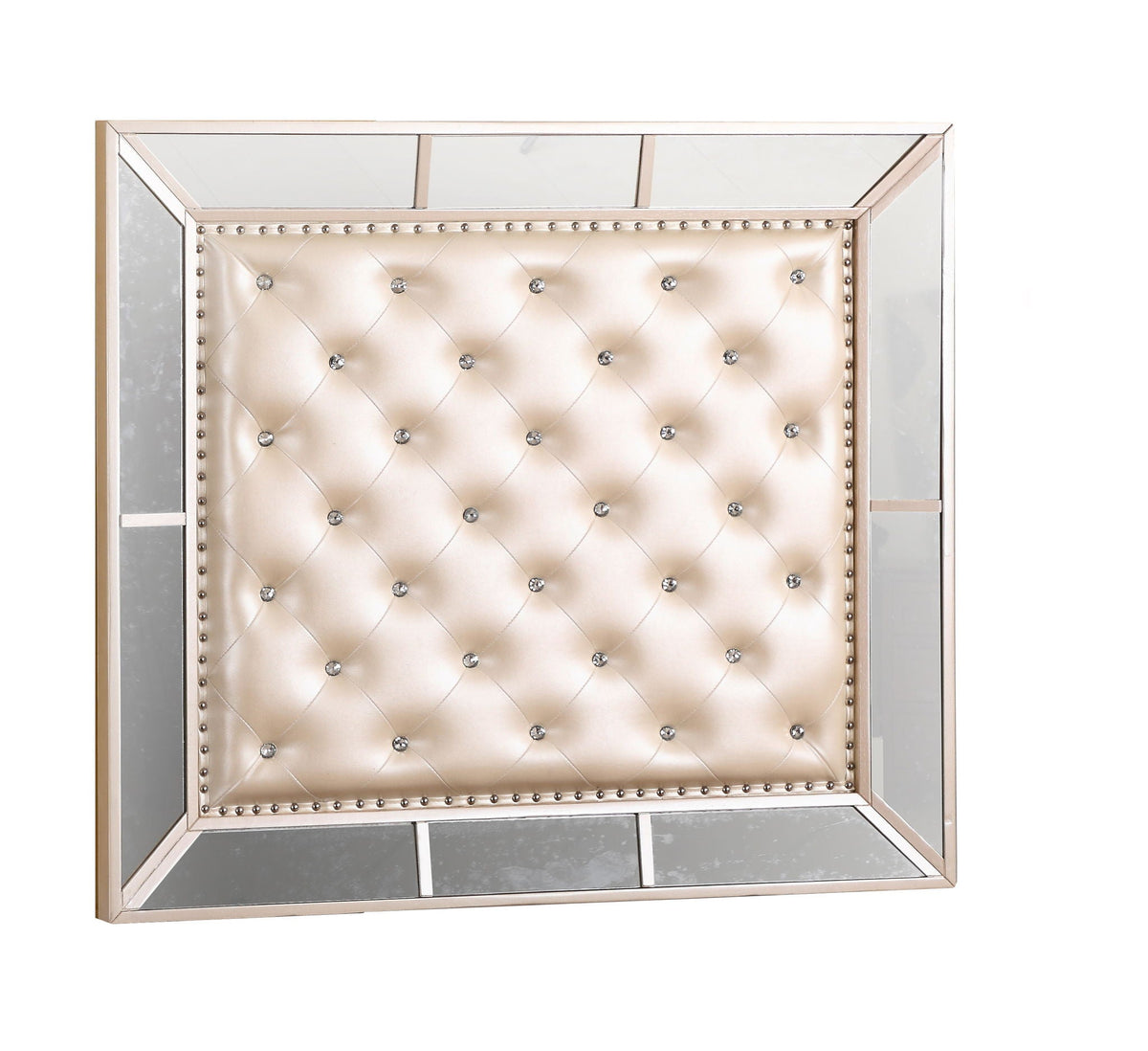 Contemporary Panel Bed with Mirrored Accents - Beige or Pearl Silver, photo 20 of 34