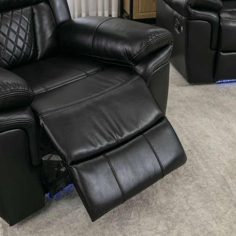 Home Theater Seating Manual Recliner Chair, Led Light Strip For Living Room - Black by HouseOfZazla