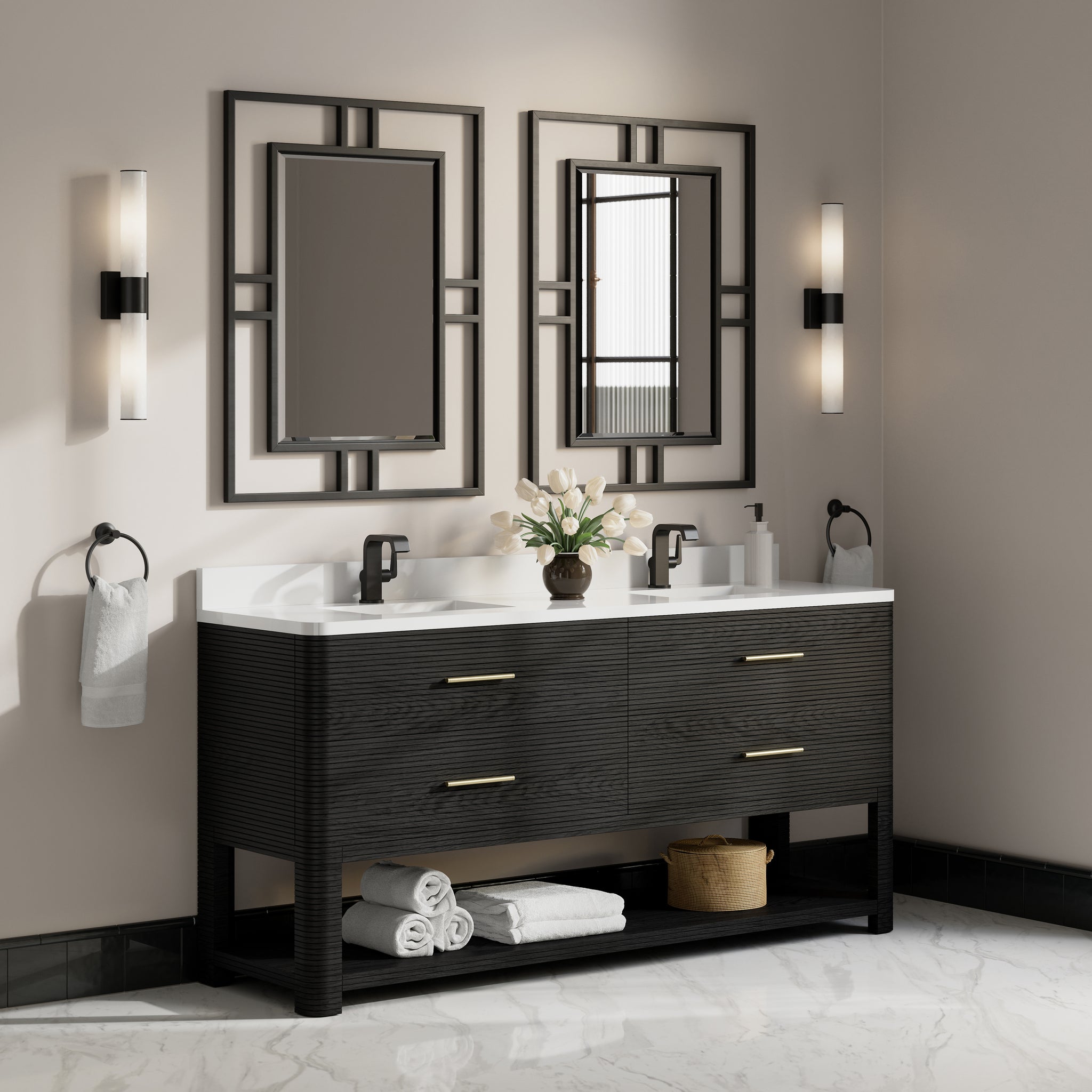 James Martin Lucian 72" Double Bathroom Vanity, Carbon Oak, view 23