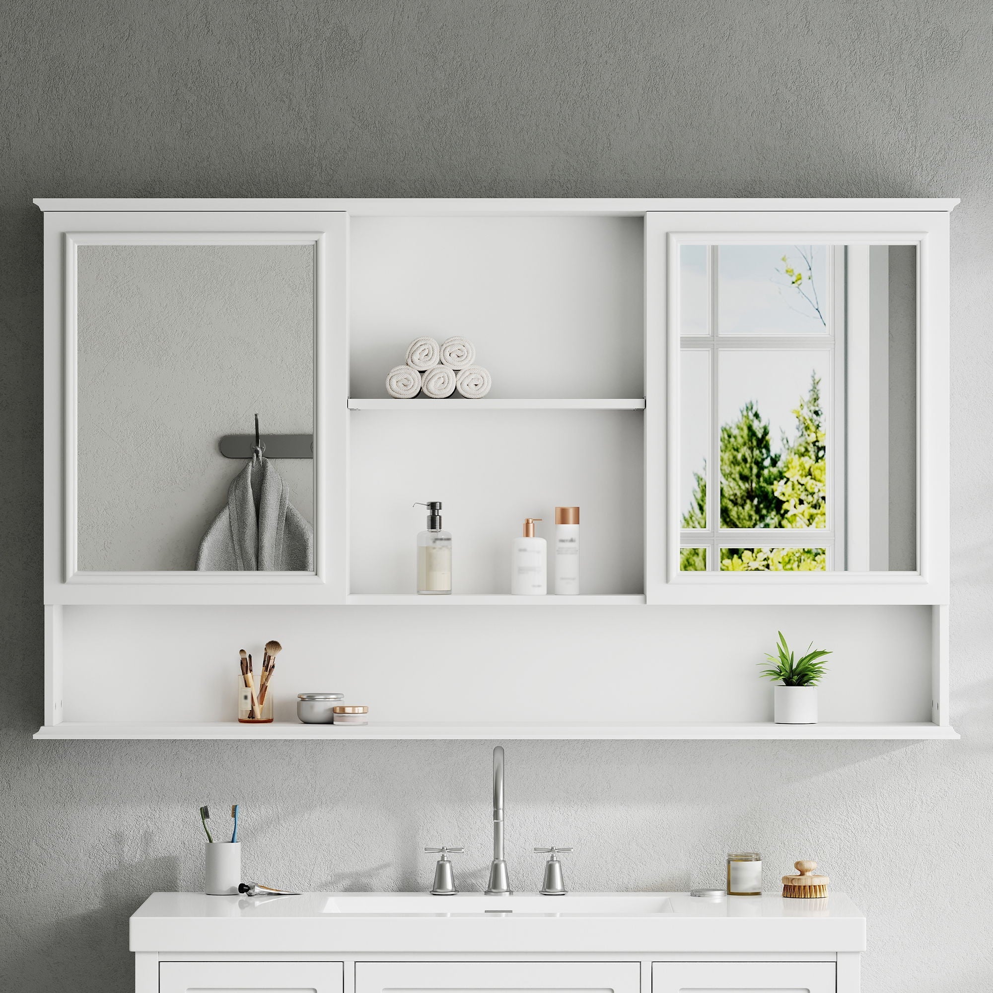 Wall Mounted Bathroom Medicine Cabinet With Double Mirrored Doors by HouseOfZazla