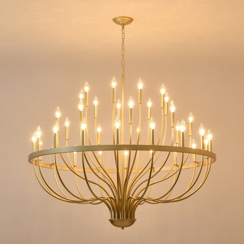 36-Light Gold Industrial Iron Candle Chandelier by HouseOfZazla