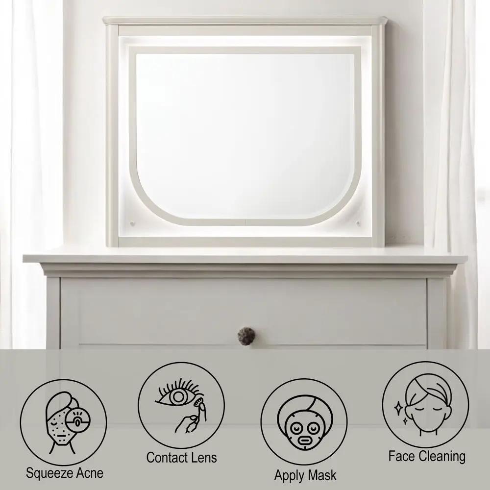 Laveda - Mirror With LED - Pearl White by Unique Piece Furniture
