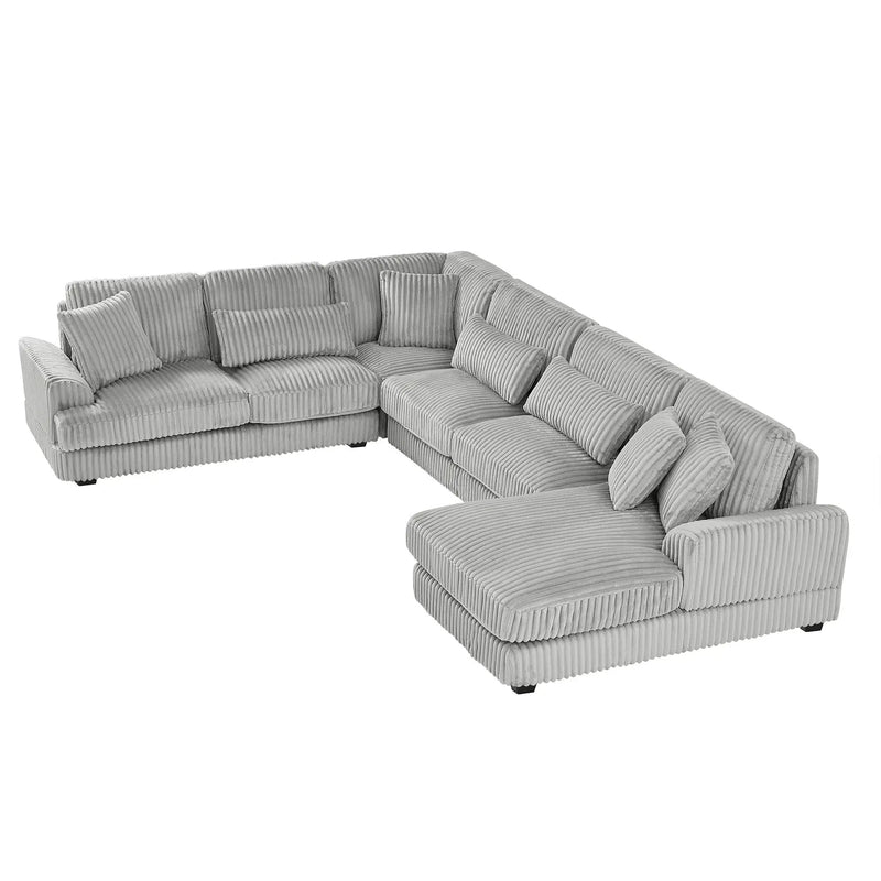 U - Shaped Sectional Sofa With Chaise Lounge, Oversized Living Room Sofa - Gray by HouseOfZazla