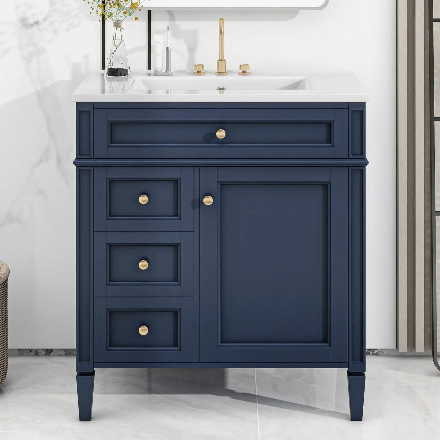 Bathroom Vanity With Top Sink, Storage Cabinet With 2 Drawers, Tip Out Drawer by HouseOfZazla