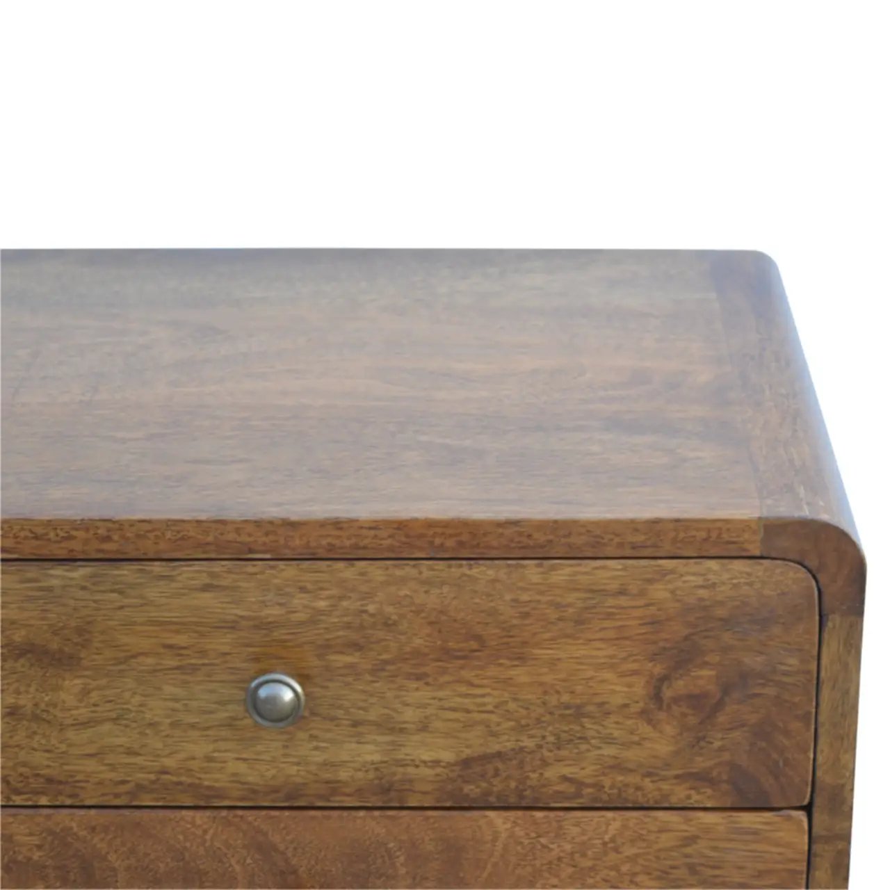 Solid Wood Curved Nightstand, 2-Drawers, Chestnut by HouseOfZazla