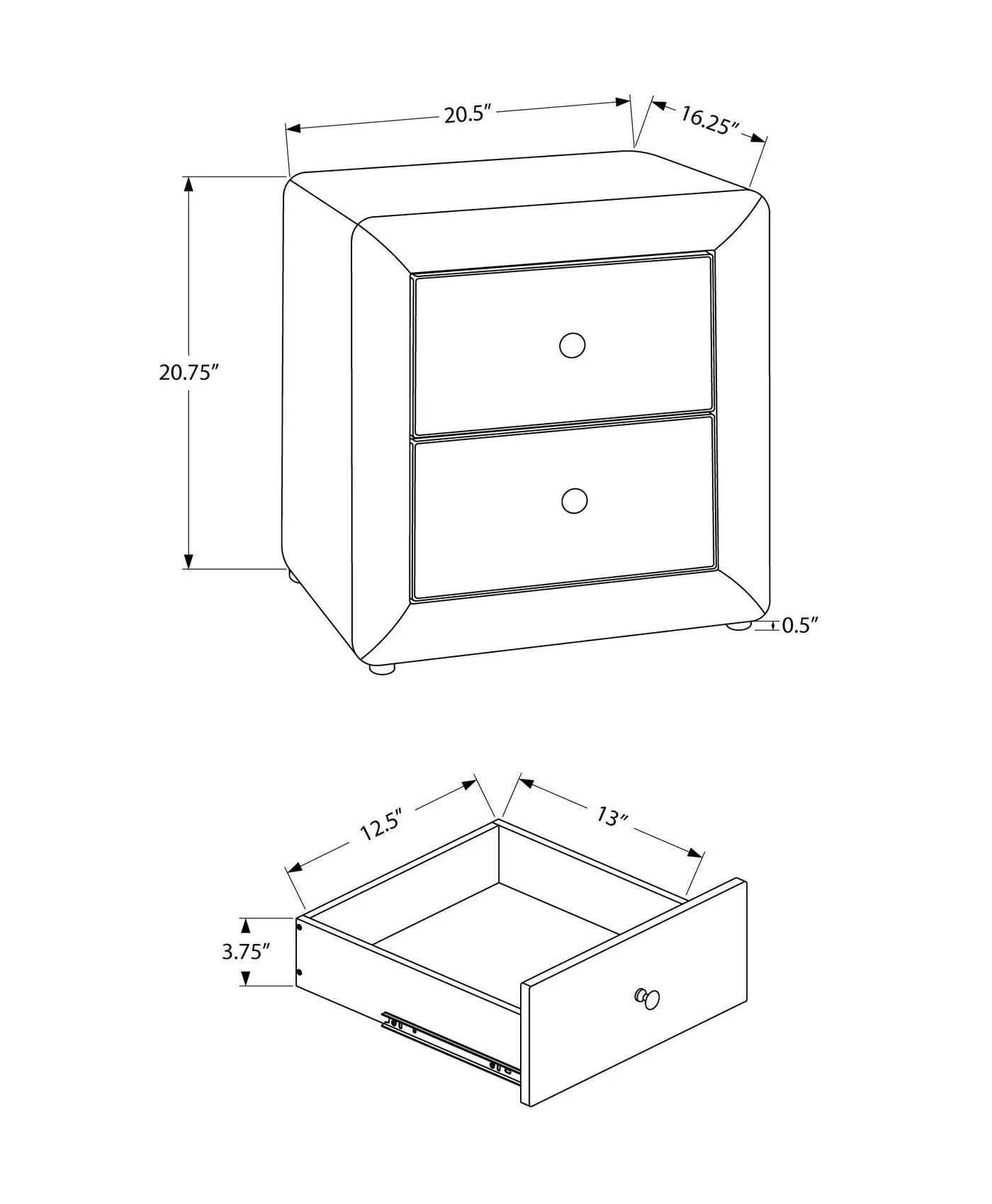 Nightstand With Storage Drawer, Upholstered, Transitional by HouseOfZazla