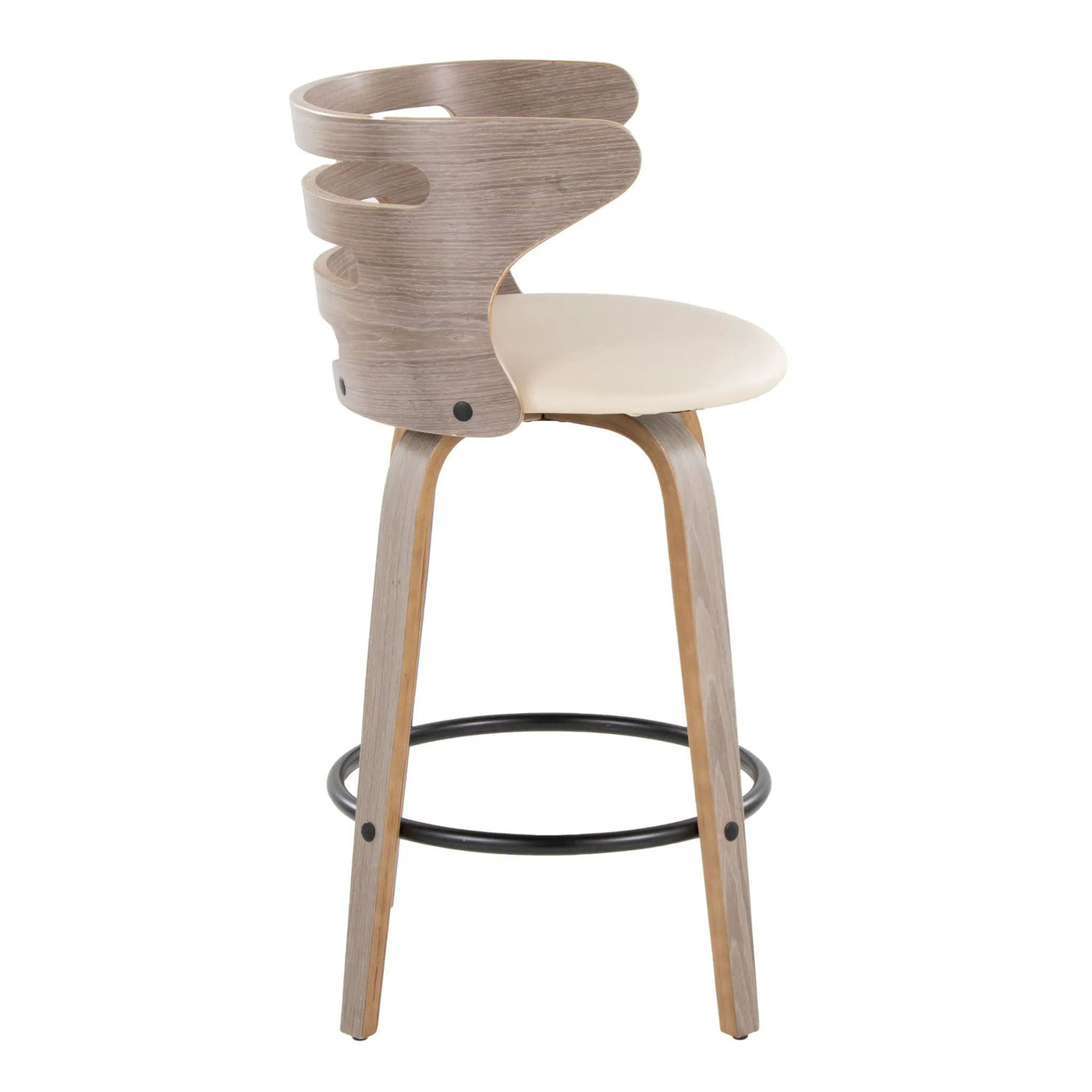 Cosini - Mid Century Modern Fixed Height Barstool With Swivel And Round Footrest (Set of 2) by HouseOfZazla