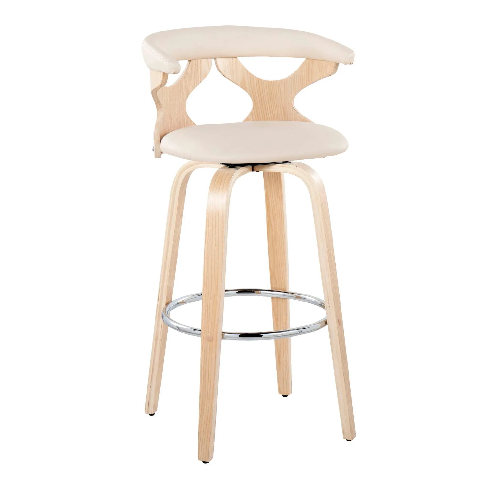Gardenia - Contemporary Fixed Height Barstool With Swivel With Round Footrest (Set of 2) by HouseOfZazla