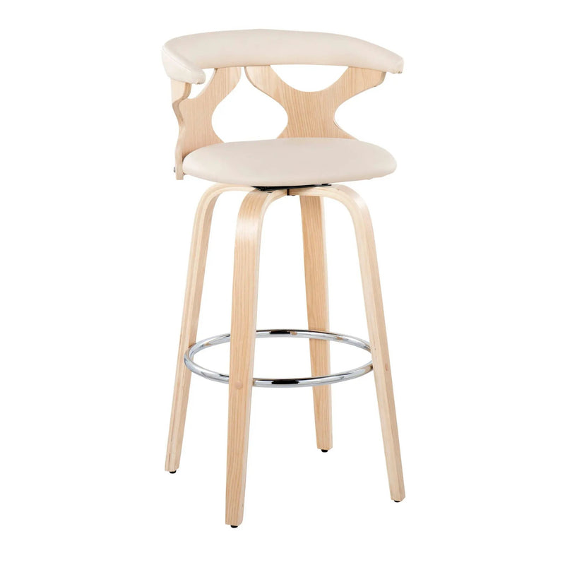 Gardenia - Contemporary Fixed Height Barstool With Swivel With Round Footrest (Set of 2) by HouseOfZazla
