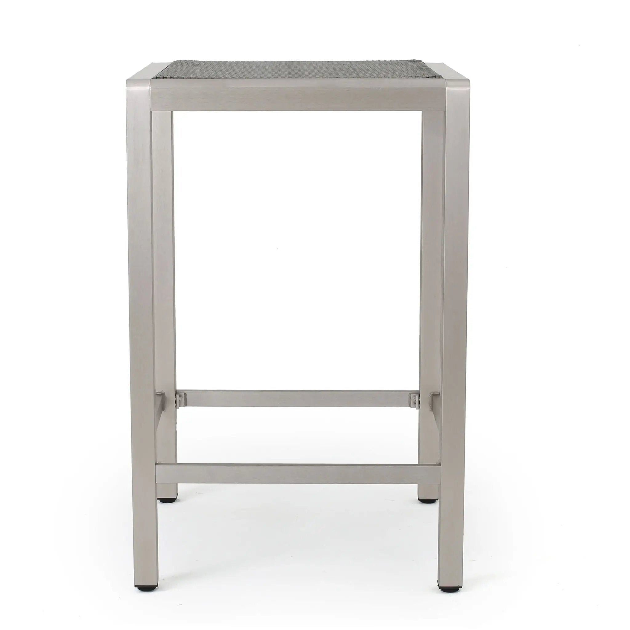 Outdoor 43" Aluminum Bar Table With Rattan Table Top - Gray / Silver by HouseOfZazla