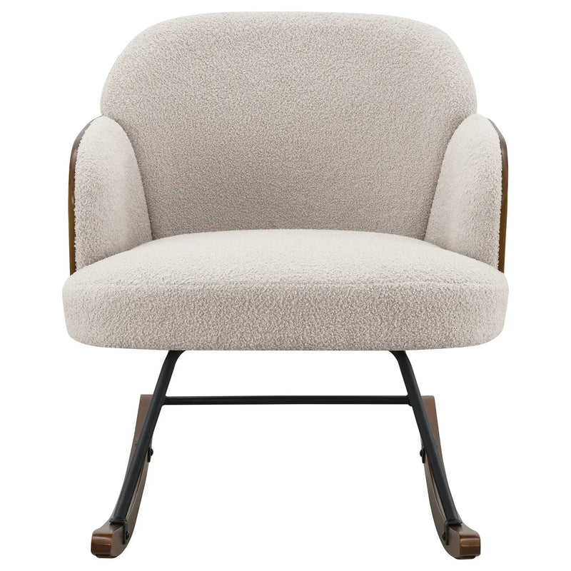 Paige Boucle Upholstered Mid Back Rocking Chair Beige by Unique Piece Furniture