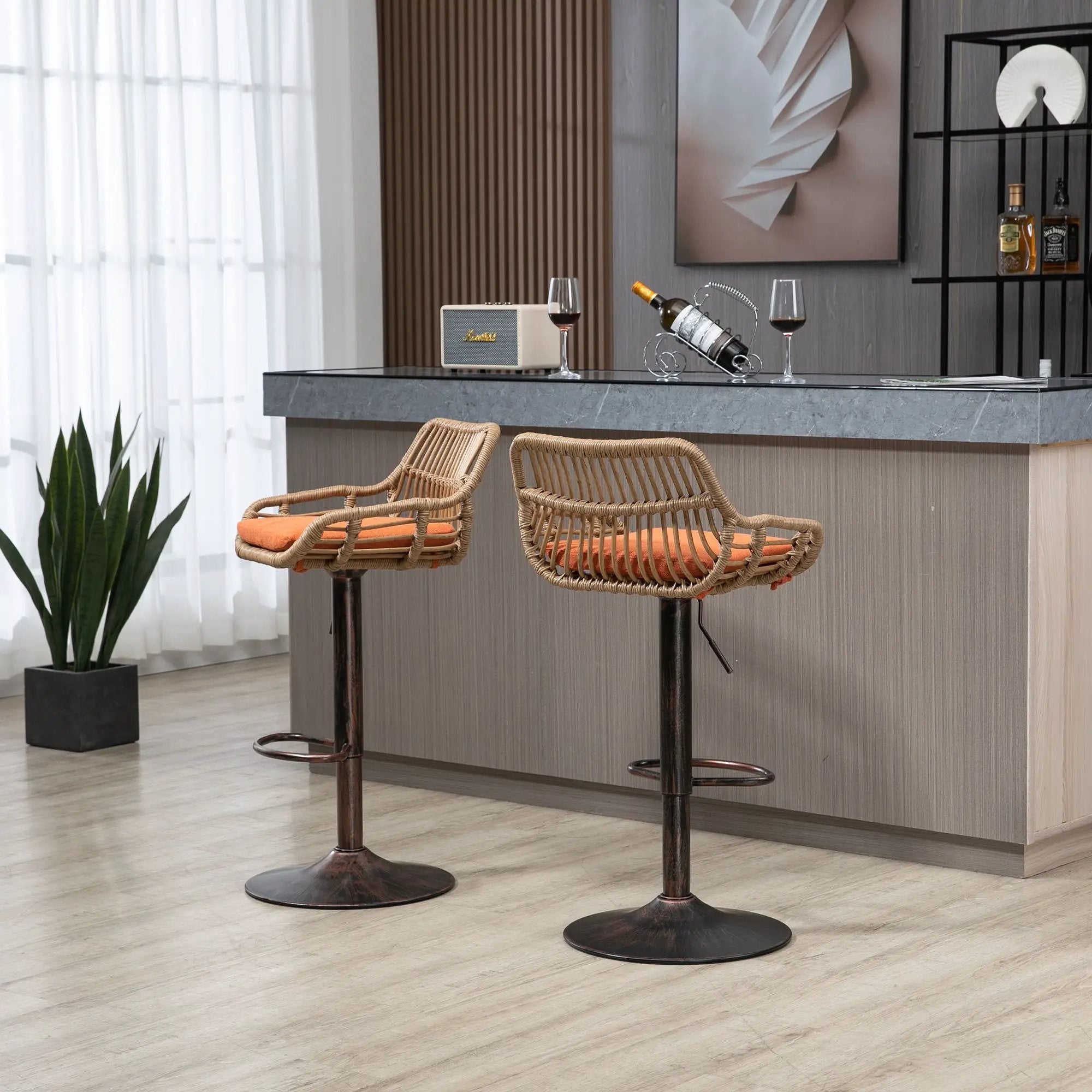 Modern Swivel Bar Stools Adjustable Counter Chairs With Footrest (Set of 2) by HouseOfZazla