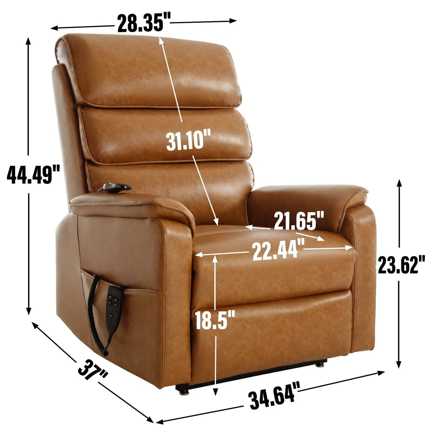 Brown Leatheraire Dual Motor Power Lift Recliner Chair by HouseOfZazla
