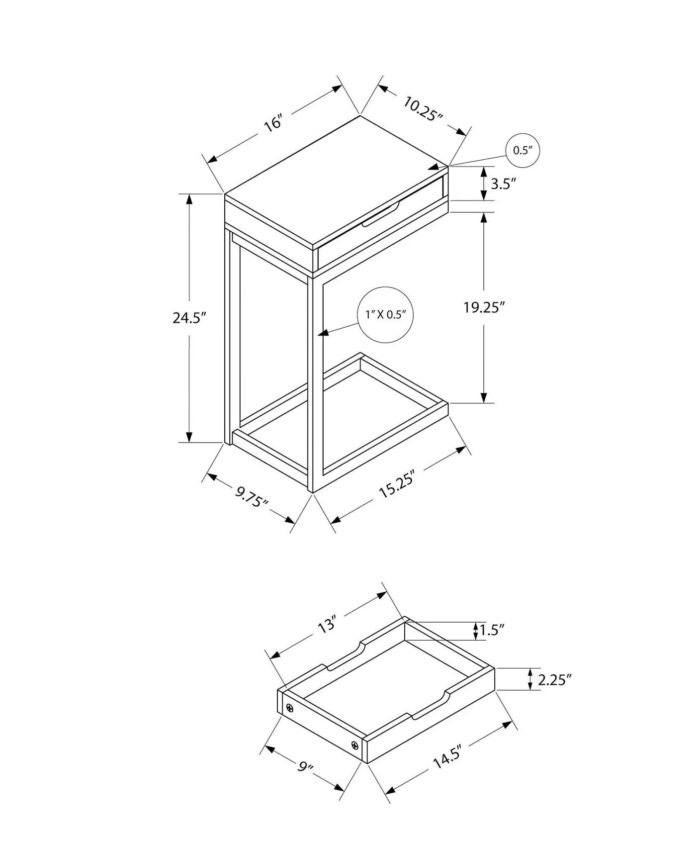 Accent Table, C - Shaped Contemporary Elegant Design by HouseOfZazla