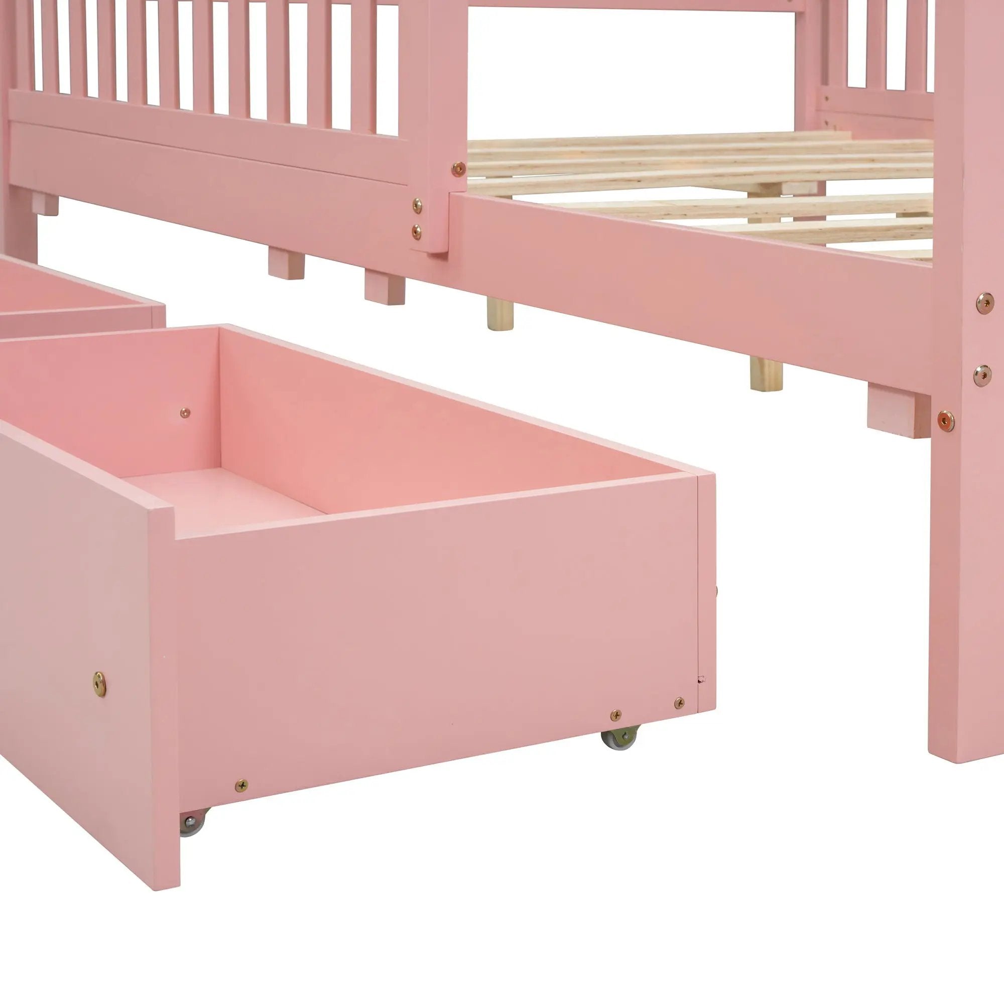 Platform Bed With Guardrails On Both Sides And 2 Storage Drawers by HouseOfZazla