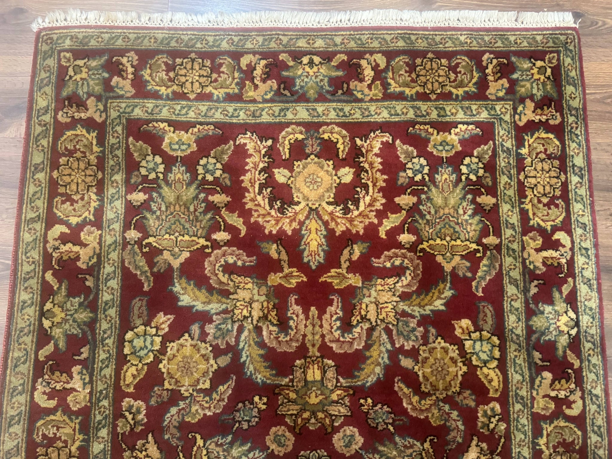 Indo Persian Mahal Rug 4x6, Floral Allover Pattern, Maroon by Jewel Rugs