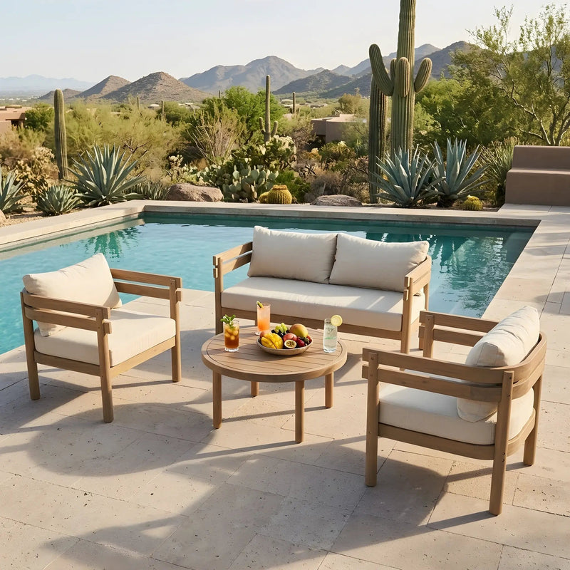 4-Piece Acacia Wood Patio Furniture Set by HouseOfZazla