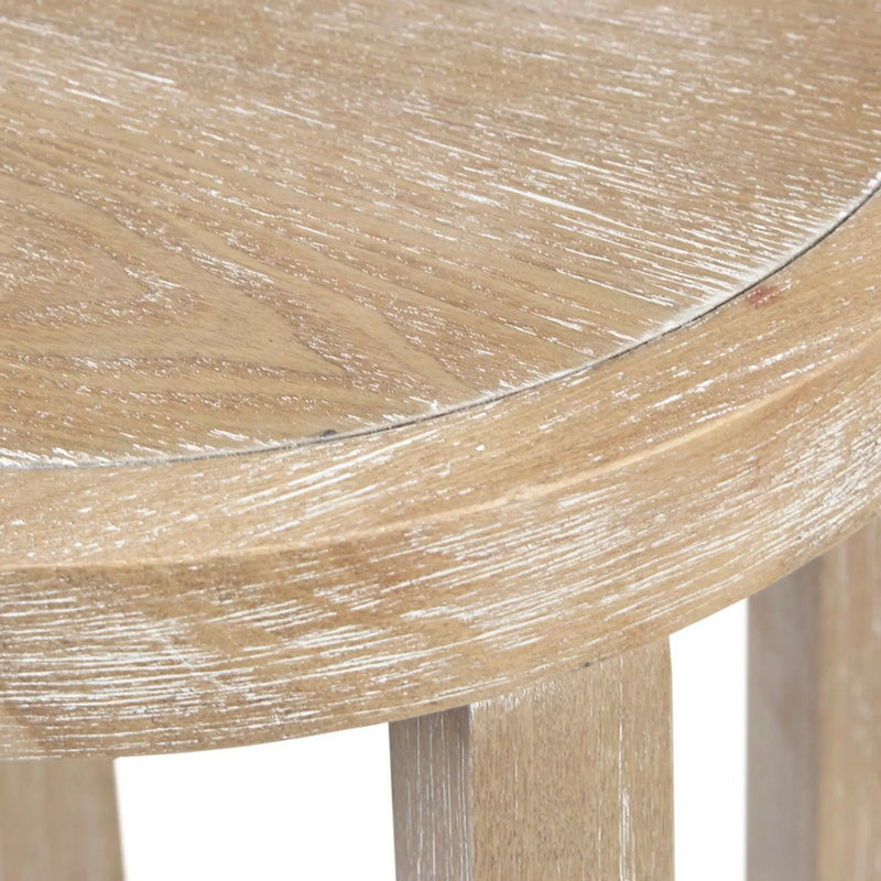 Accent Table Round Rustic Ash Veneer Reclaimed Wheat - Natural by Unique Piece Furniture