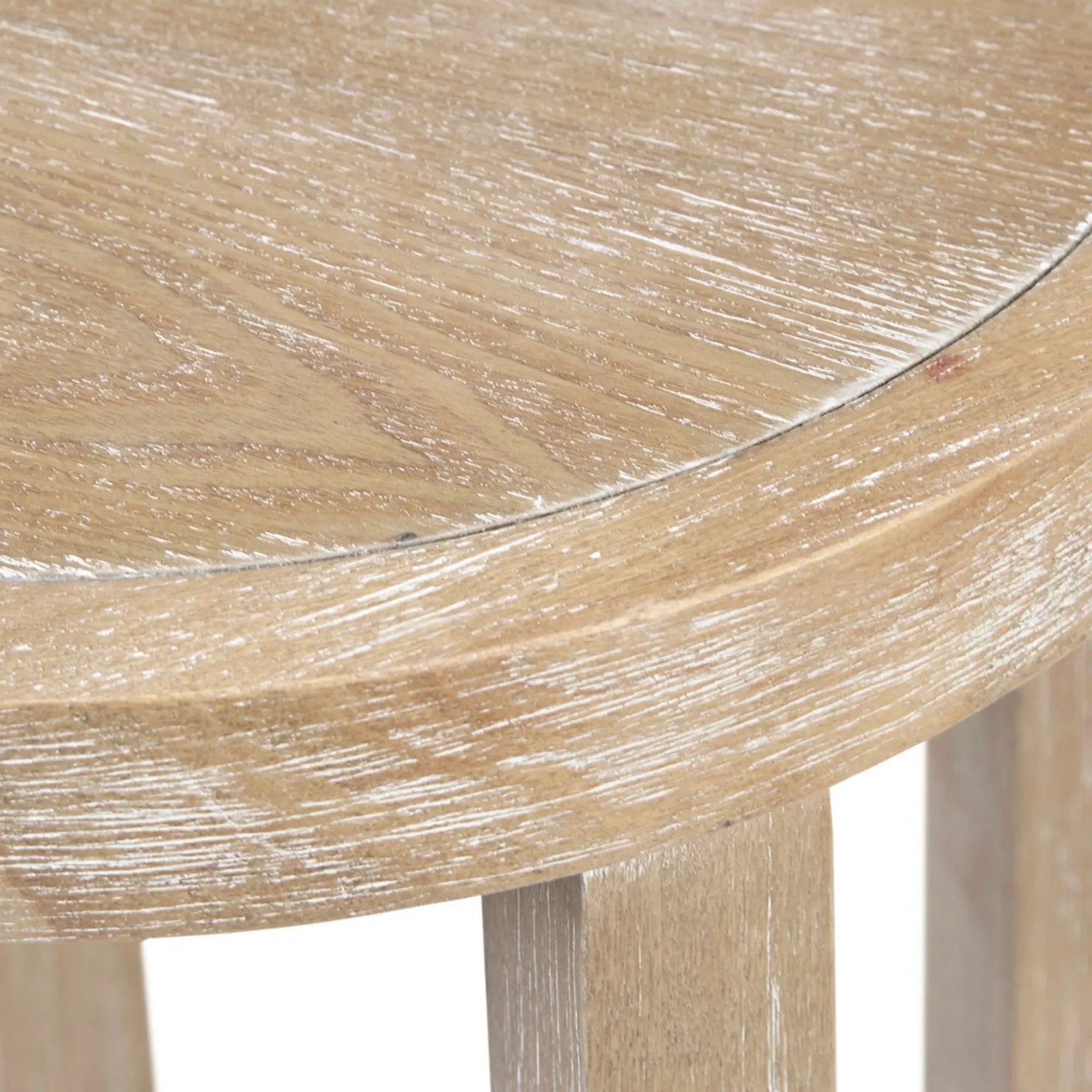 Accent Table Round Rustic Ash Veneer Reclaimed Wheat - Natural by HouseOfZazla