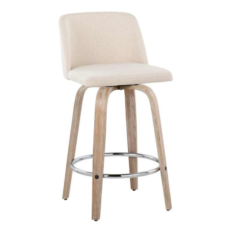 Toriano - Contemporary Fixed Height Counter Stool With Swivel & Round Footrest Modern Design (Set of 2) by Unique Piece Furniture