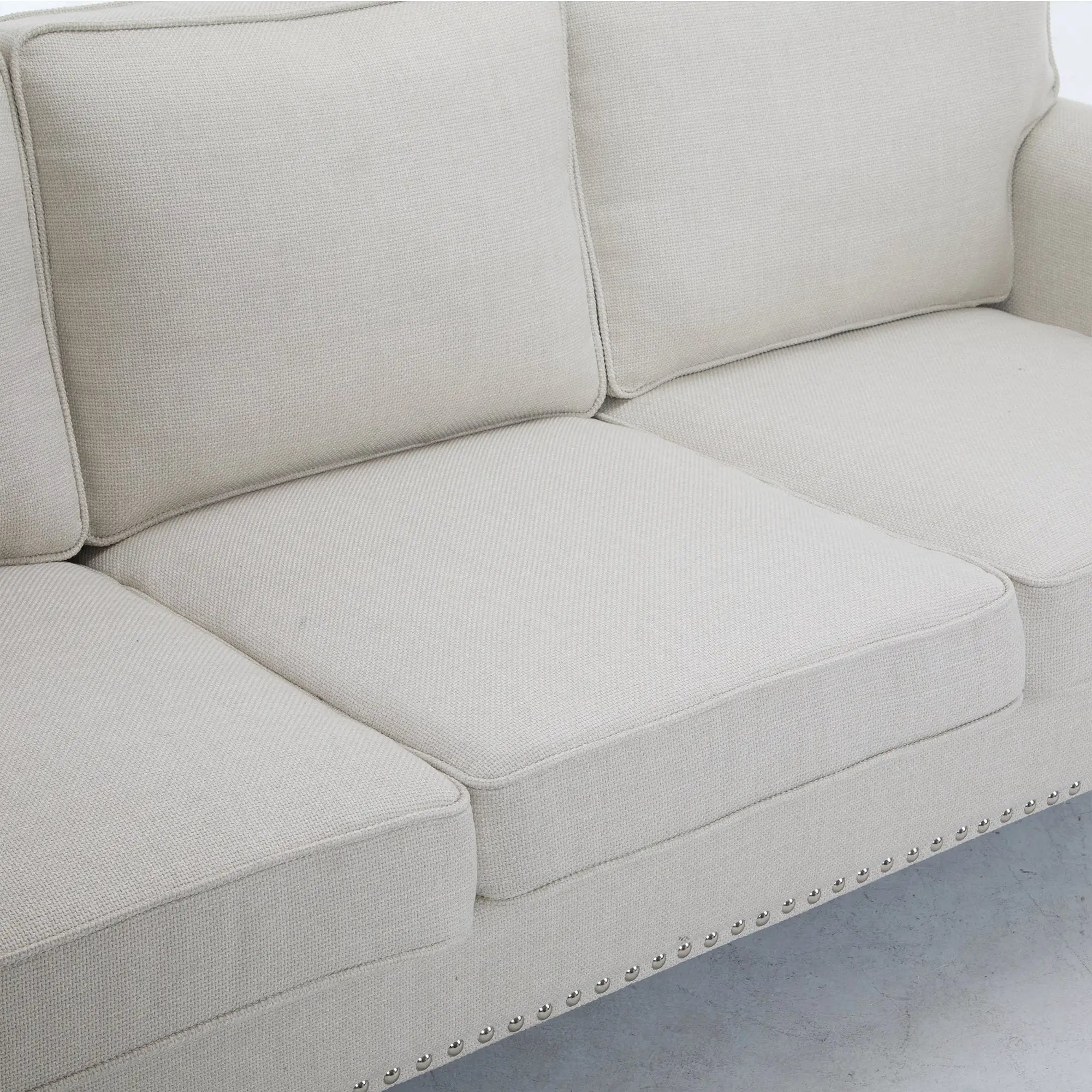 83 Inch Faux Leather Rolled Arm Sofa with Nailhead Trim by HouseOfZazla