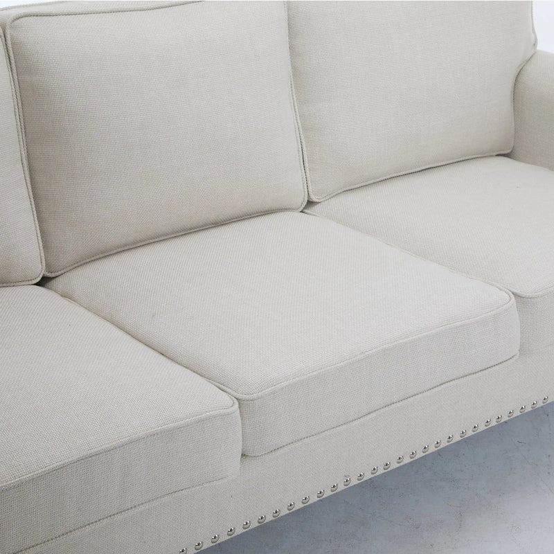 83 Inch Faux Leather Rolled Arm Sofa with Nailhead Trim by HouseOfZazla