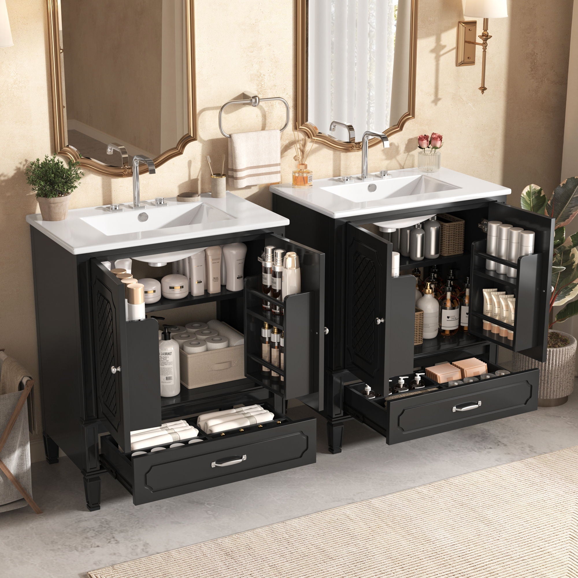 Bathroom Vanity With Sink, Soft Closing Door, Multi Functional Storage by HouseOfZazla