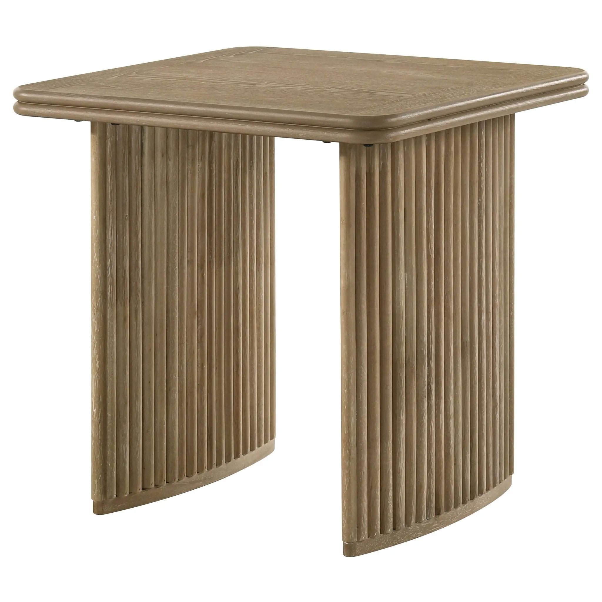 Adina Square Wood Side End Table Distressed Light Brown by Unique Piece Furniture