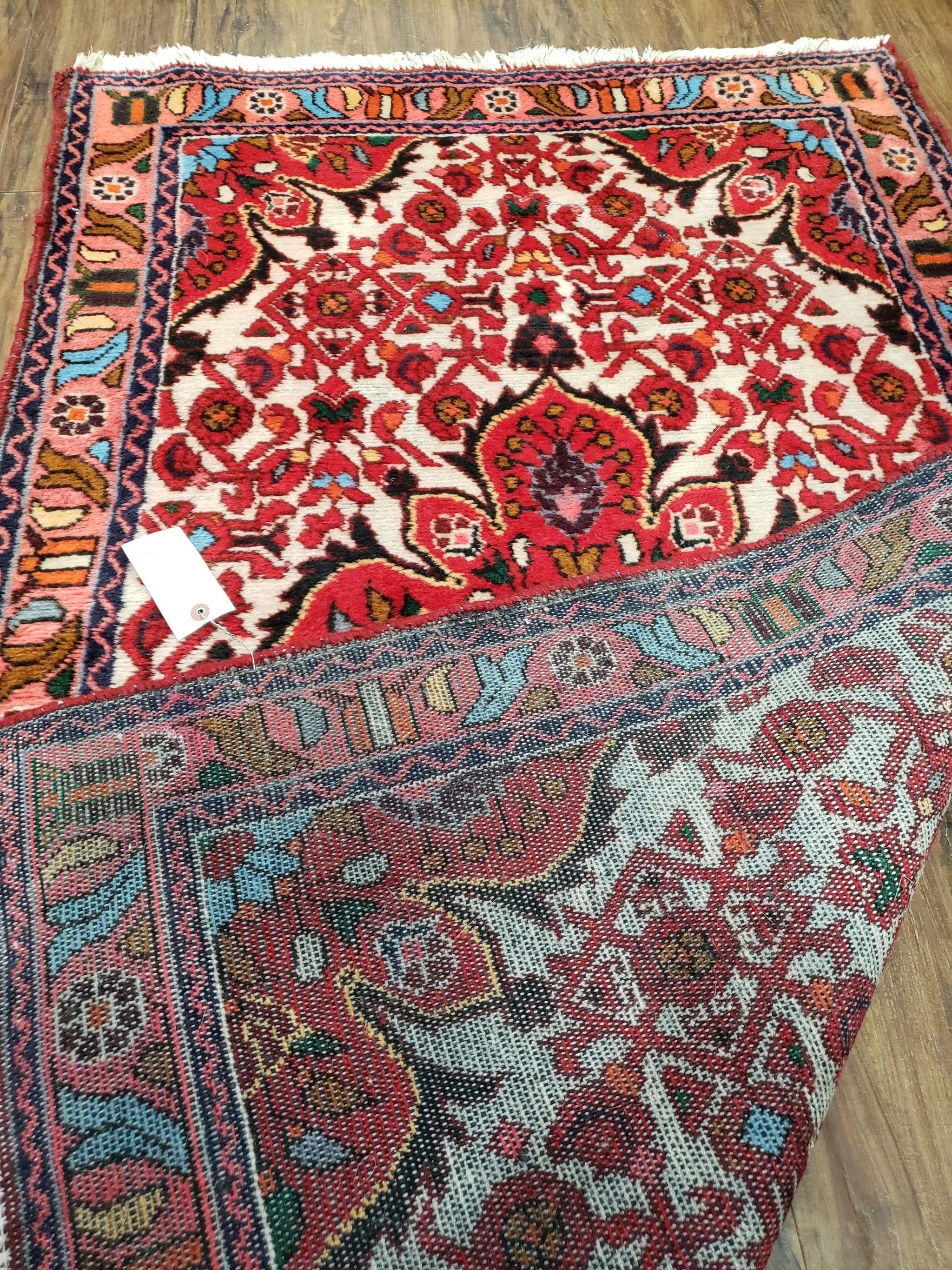 3' 2' X 5' 1" Handmade Floral Wool Rug Red Beige /Ivory by Jewel Rugs